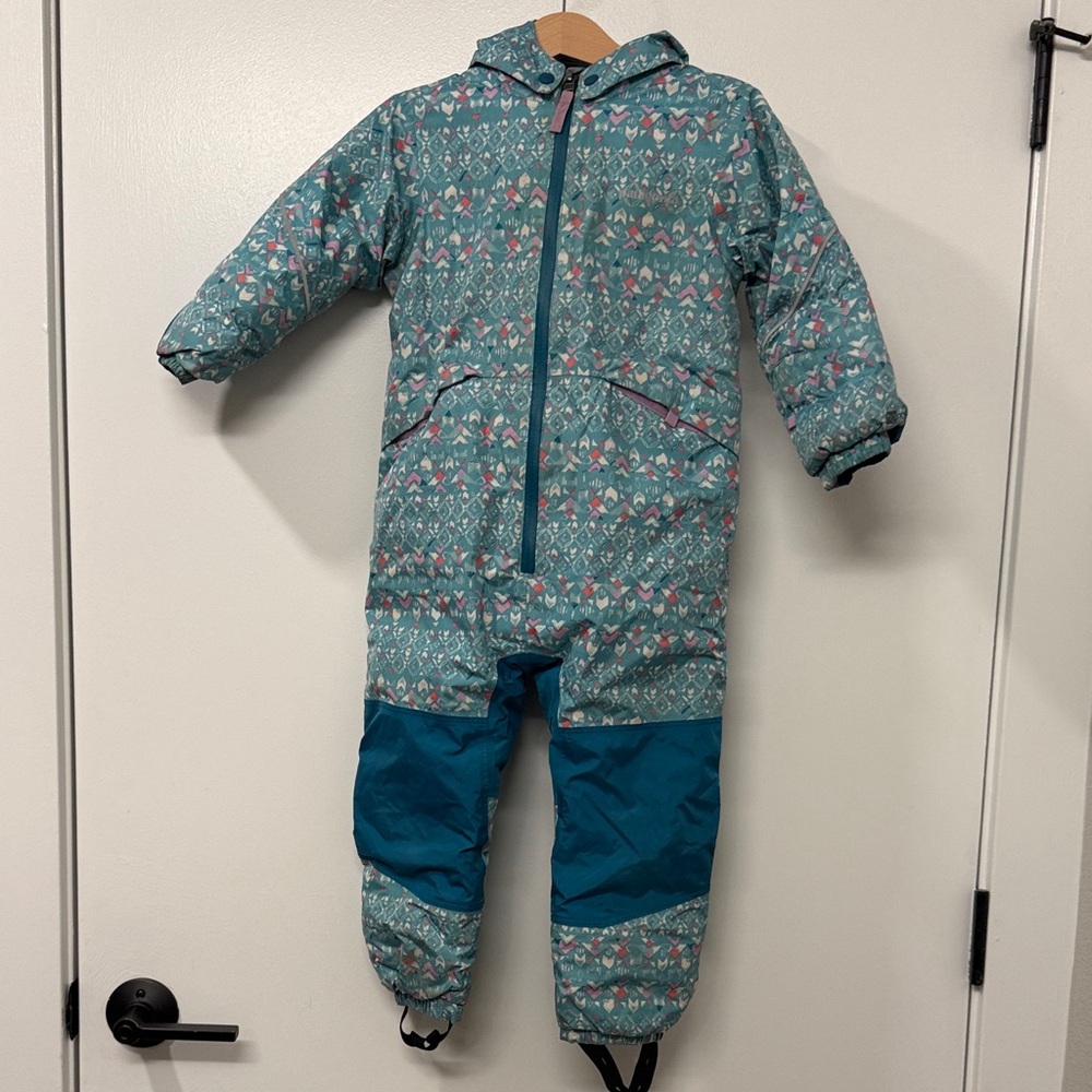Patagonia Teal Snowsuit with Colorful Accents